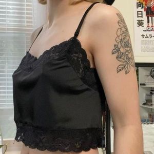Black Silk & Lace Cropped Cami